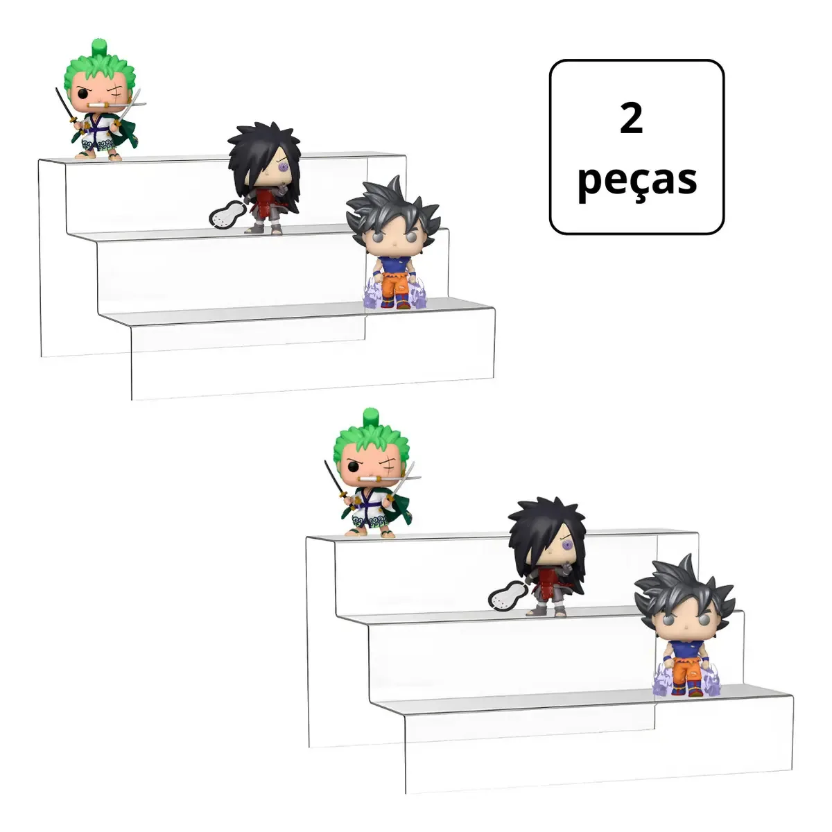 Escadinha Expositora 3 Degraus Acrílico 30x5x5 - 2 Peças Cor Transparente Lepettine