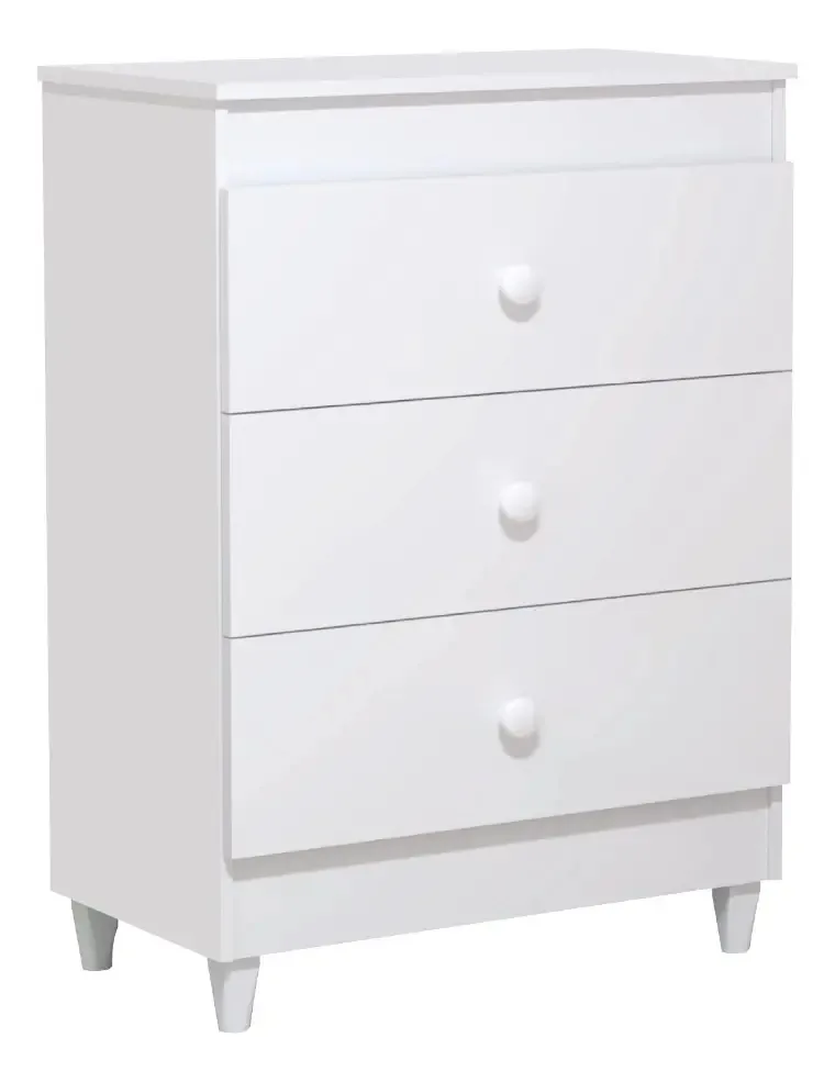 Cômoda Ternura Organizadora Roupa Para Quarto 3 Gavetas Full Cor Branco/rosa
