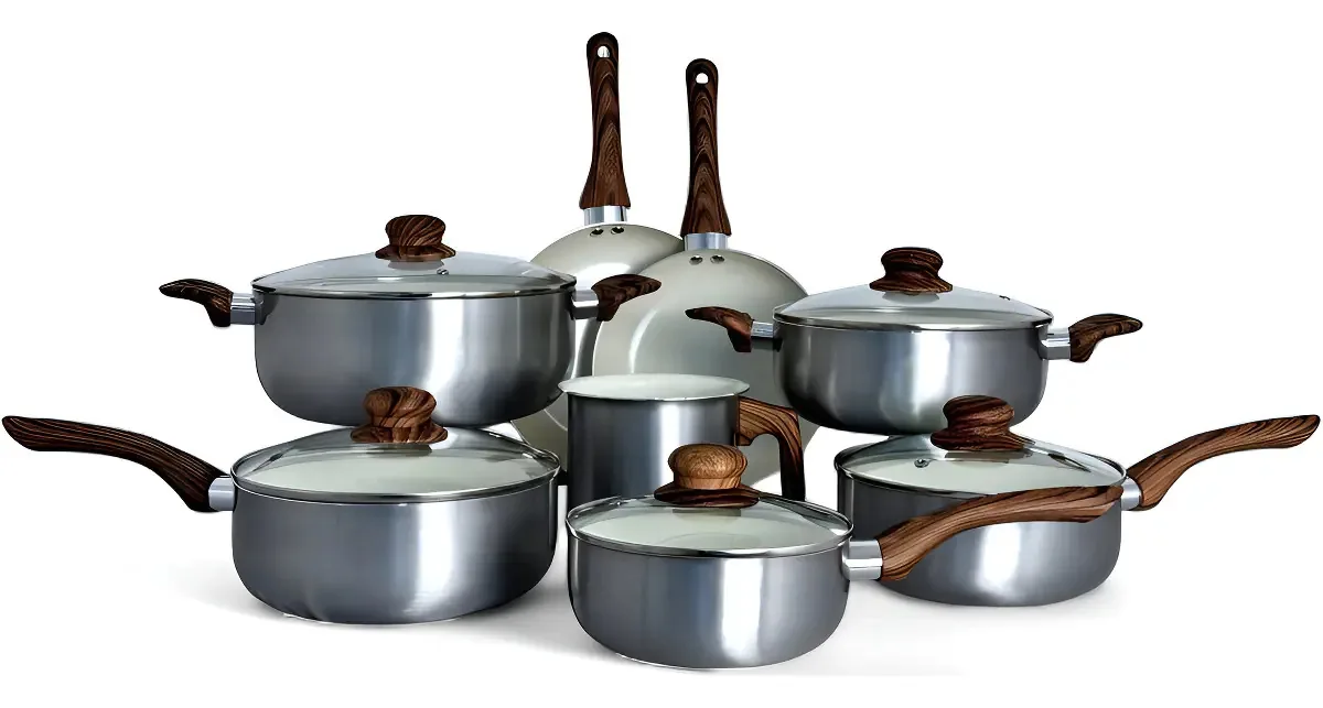 Jogo De Panelas Revestimento Ceramica Antiaderente Cor Cinza