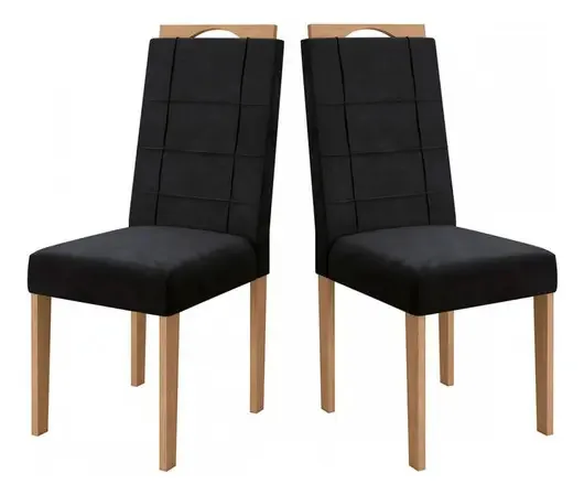 Cadeiras Kit 2 Cadeiras Cad150ea Veludo Preto - Kappesberg Cor da estrutura da cadeira Marrom