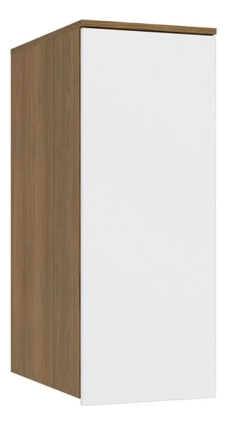 Armário Aéreo Para Quarto N551 1 Porta Nogueira/branco - Cor Marrom-claro