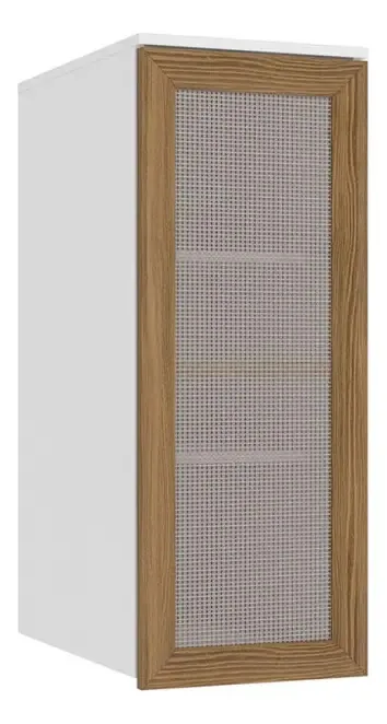 Armário Aéreo Para Quarto N540 1 Porta Branco/nogueira - Cor Branco