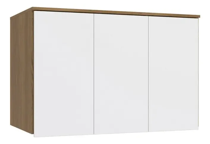 Armário Aéreo Para Quarto N541 3 Portas Nogueira/branco - Cor Bege