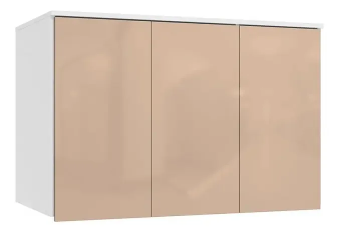 Armário Aéreo Para Quarto N541 3 Portas Branco/macadâmia Cor Bege Claro