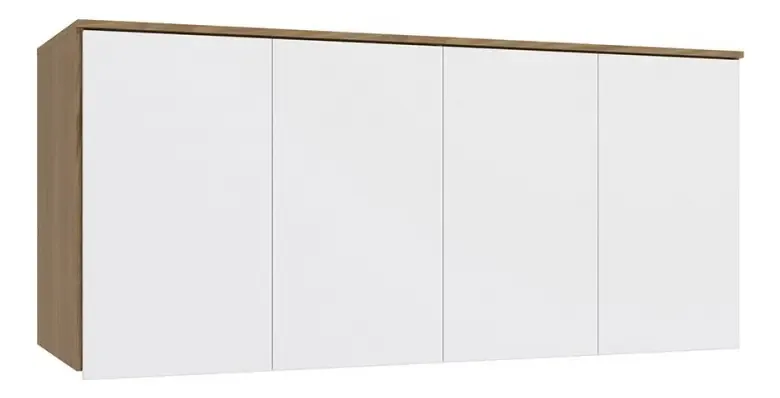 Armário Aéreo Para Quarto N542 4 Portas Nogueira/branco - Cor Bege