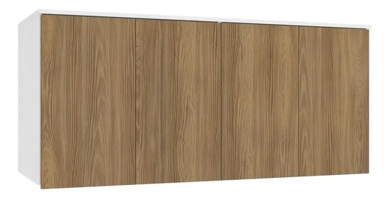 Armário Aéreo Para Quarto N542 4 Portas Branco/macadâmia Cor Marrom