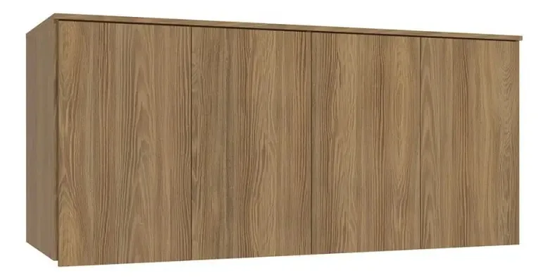 Armário Aéreo Para Quarto N542 4 Portas Nogueira - Cor Marrom-escuro