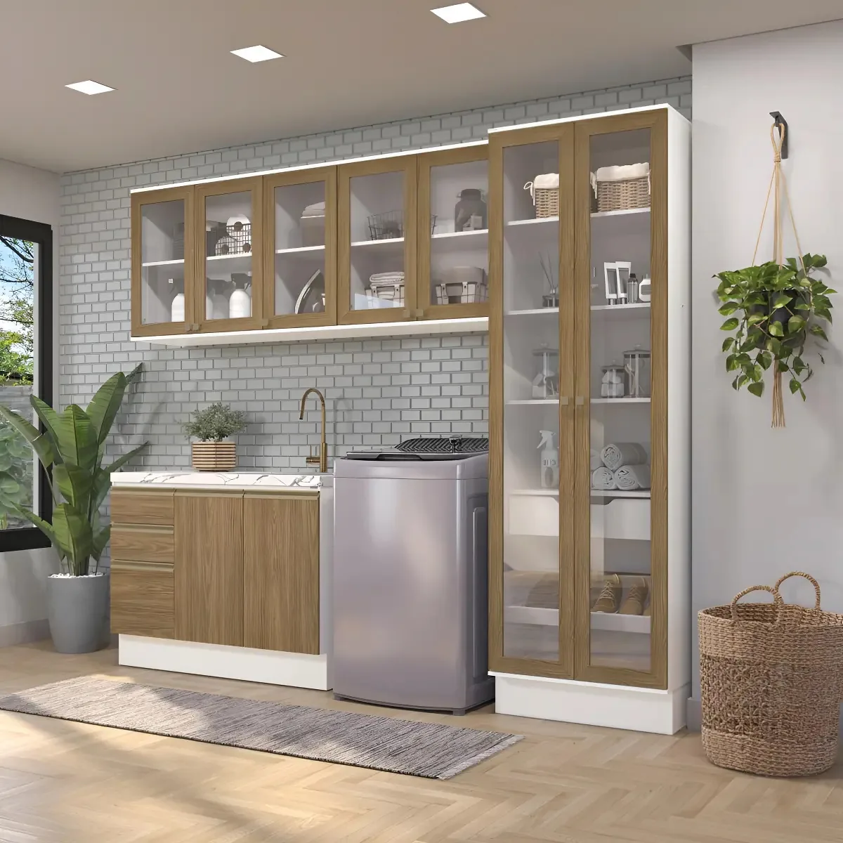 Lavanderia Modulada Kappesberg Celeste 4 Pçs Nogueira 272cm