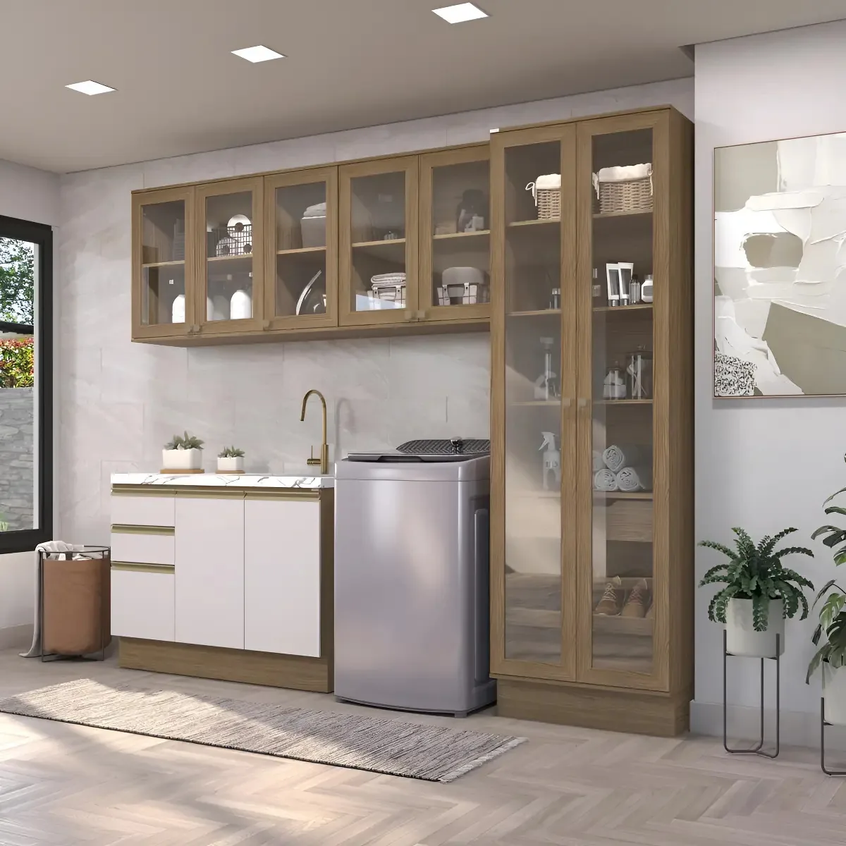 Lavanderia Modulada Kappesberg Celeste 4 Pçs Branco 272cm