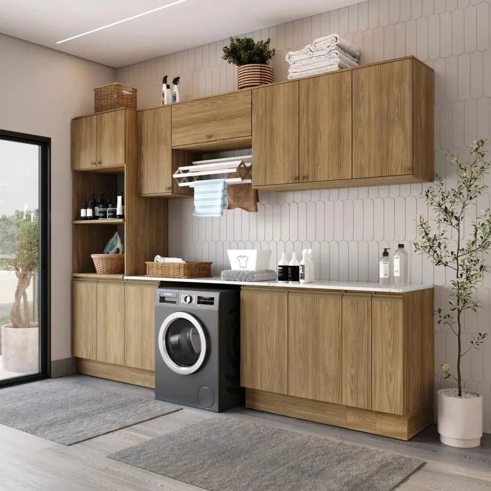 Lavanderia Modulada Kappesberg Celeste 9 Pçs Nogueira 310cm