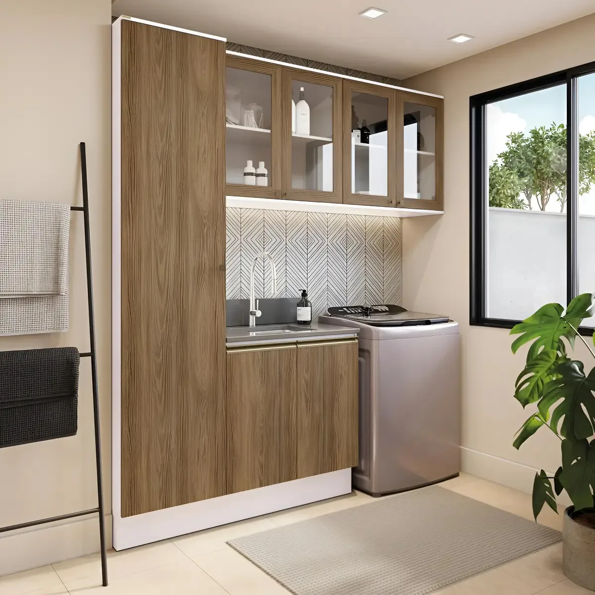 Lavanderia Modulada Kappesberg Celeste 4 Pçs Nogueira 210cm