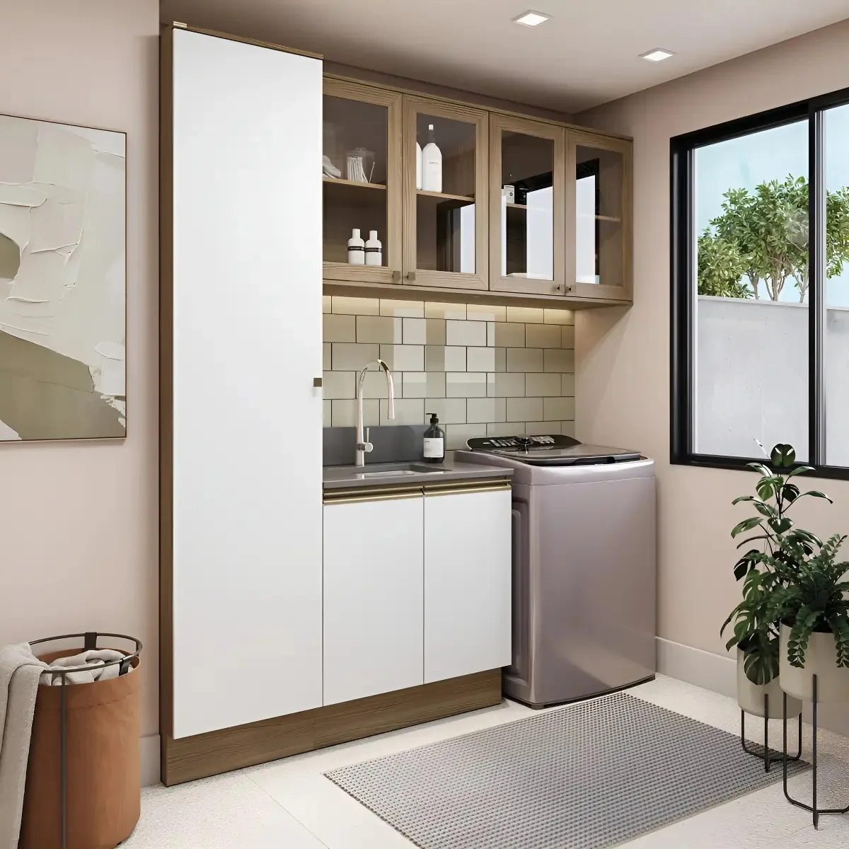 Lavanderia Modulada Kappesberg Celeste 4 Peças Branco 210cm