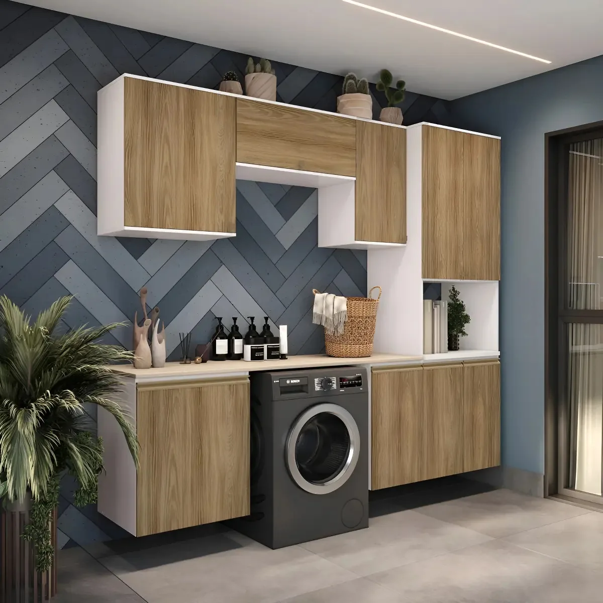 Lavanderia Modulada Kappesberg Celeste 6 Pçs Nogueira 250cm