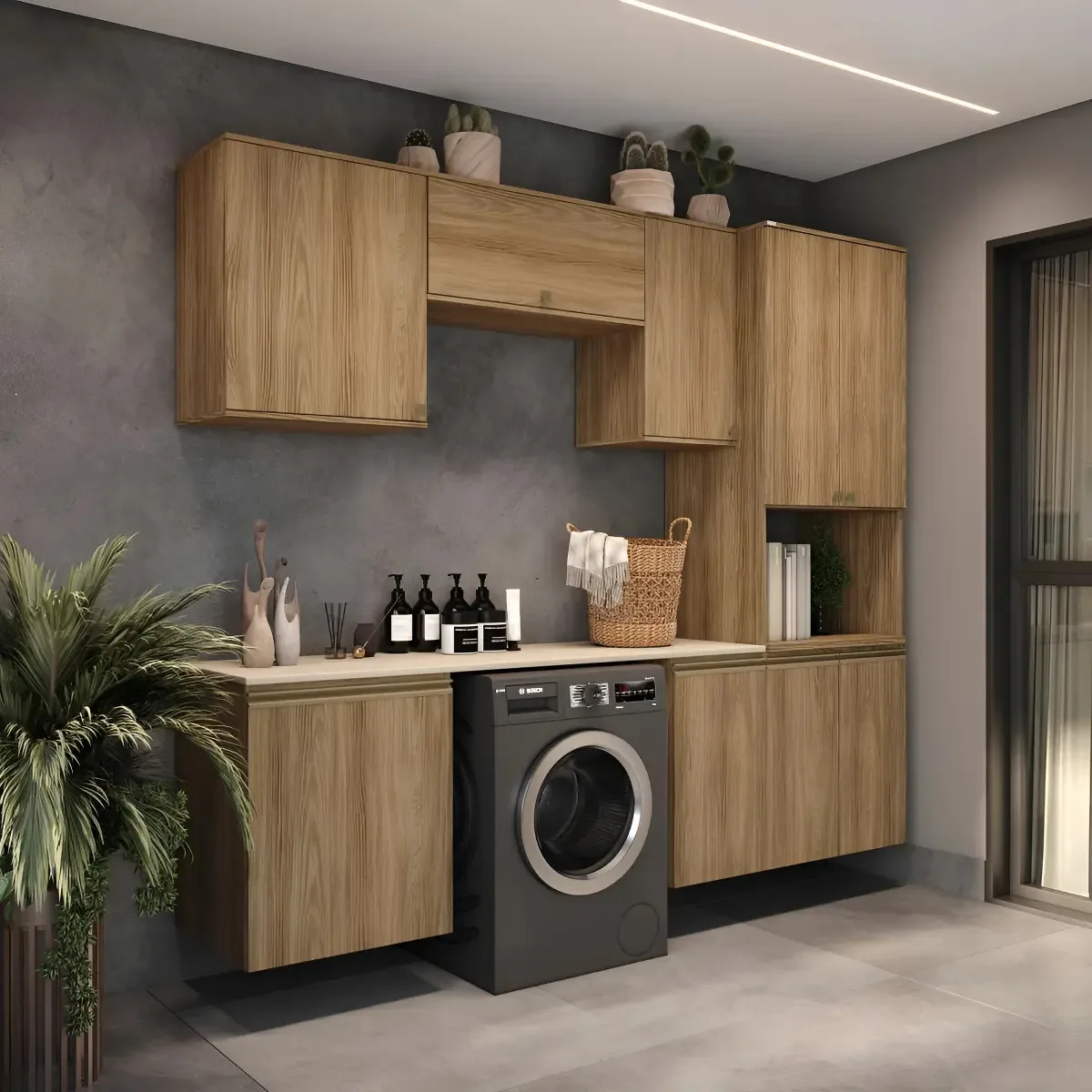 Lavanderia Modulada Kappesberg Celeste 6 Pçs Nogueira 250cm