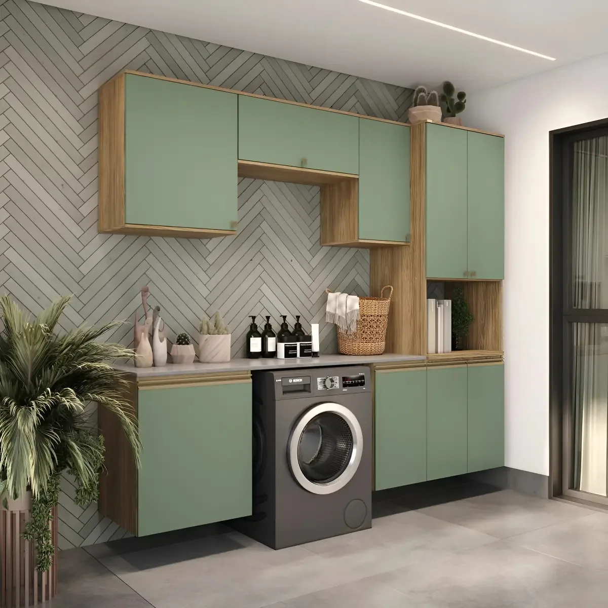 Lavanderia Modulada Kappesberg Celeste 6 Pçs Ng/verde 250cm