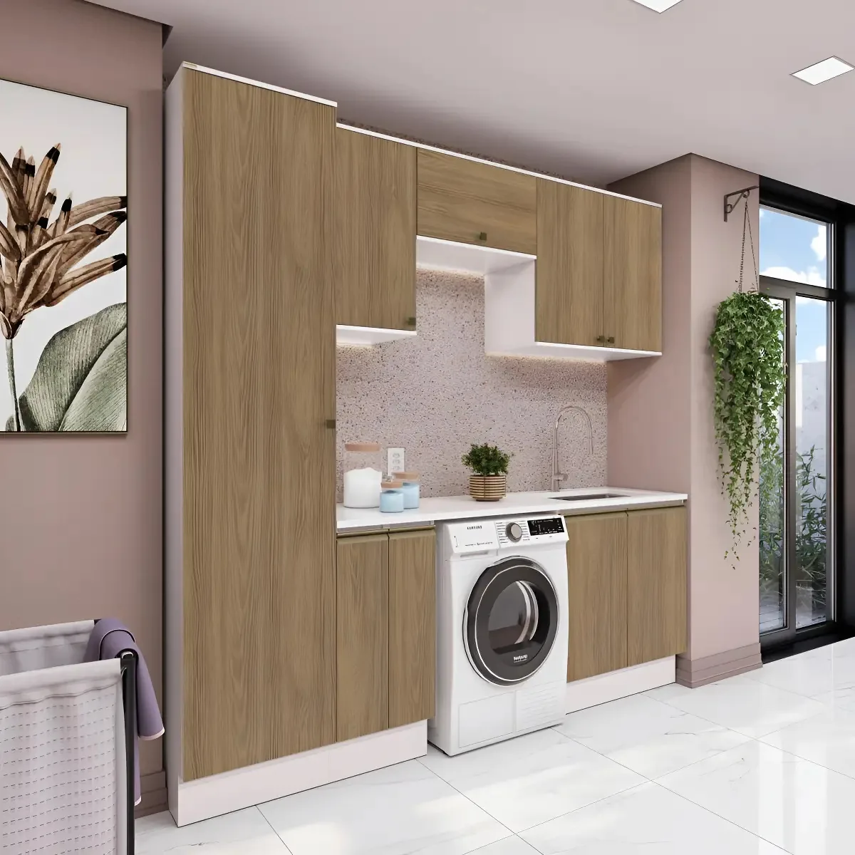 Lavanderia Modulada Kappesberg Celeste 7 Pçs Nogueira 230cm
