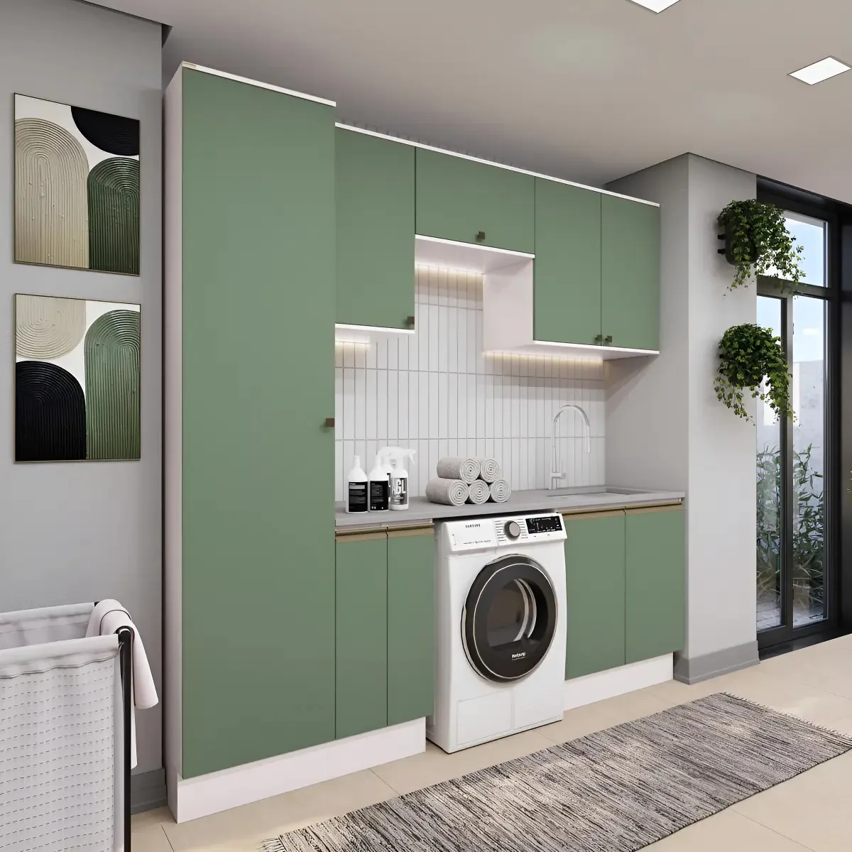 Lavanderia Modulada Kappesberg Celeste 7 Peças Verde 230cm