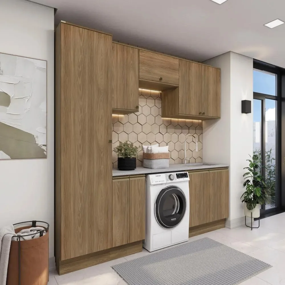 Lavanderia Modulada Kappesberg Celeste 7 Pçs Nogueira 230cm