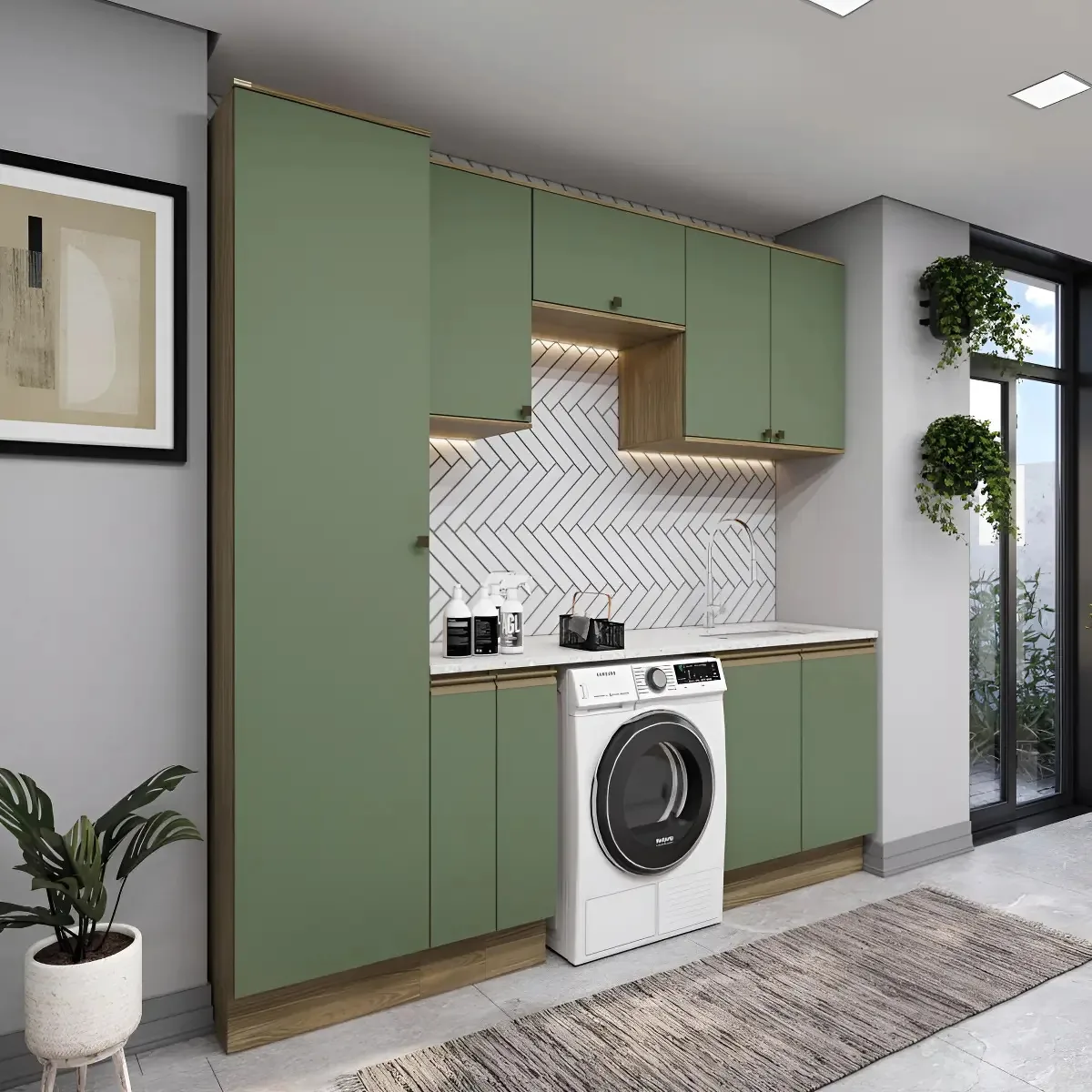 Lavanderia Modulada Kappesberg Celeste 7 Peças Verde 230cm