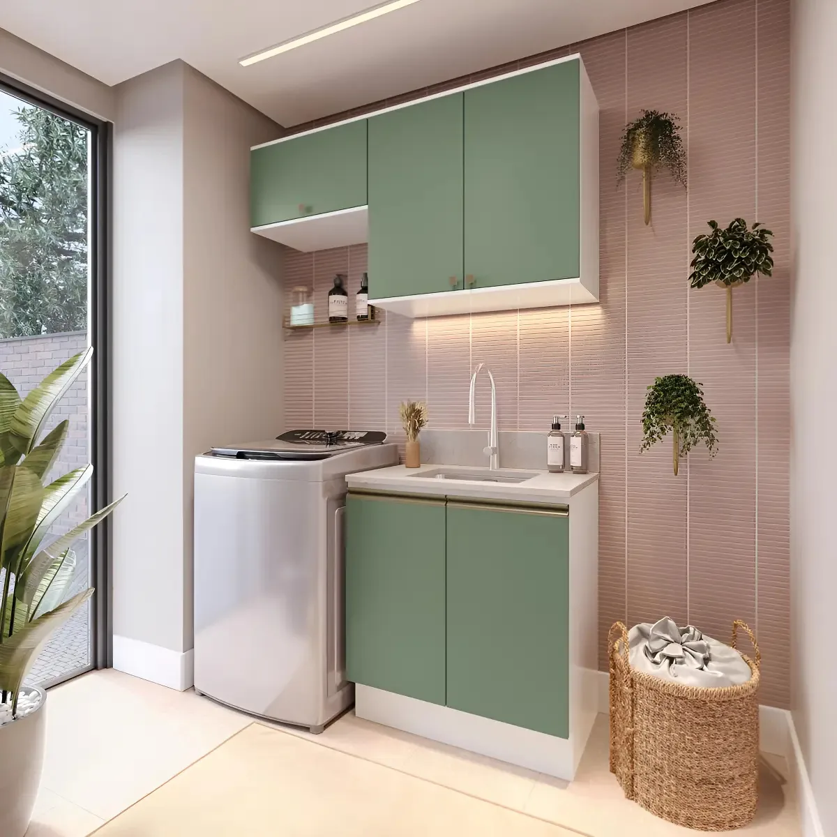 Lavanderia Modulada Kappesberg Celeste 3 Peças Verde 140cm
