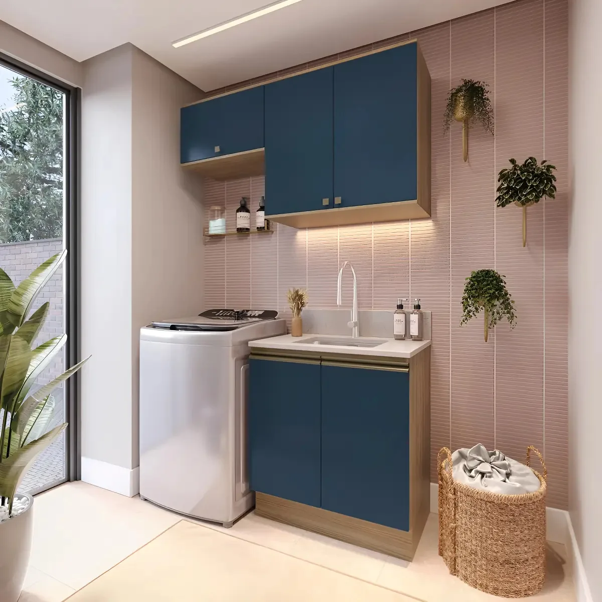 Lavanderia Modulada Kappesberg Celeste 3 Peças Azul 140cm