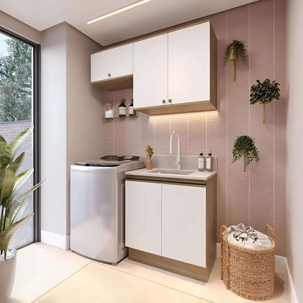Lavanderia Modulada Kappesberg Celeste 3 Peças Branco 140cm