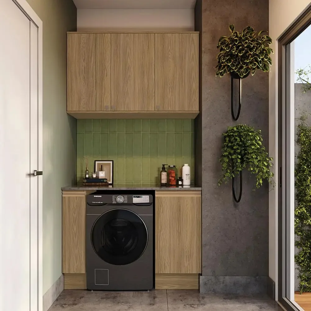 Lavanderia Modulada Kappesberg Celeste 3 Pçs Nogueira 120cm