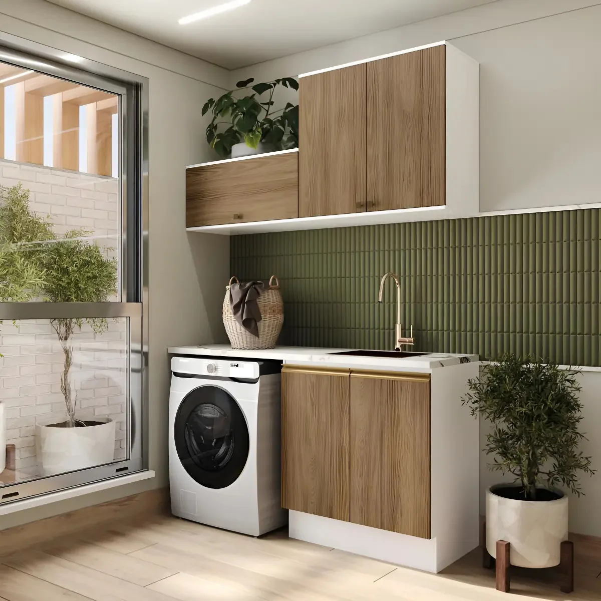 Lavanderia Modulada Kappesberg Celeste 3 Pçs Nogueira 160cm