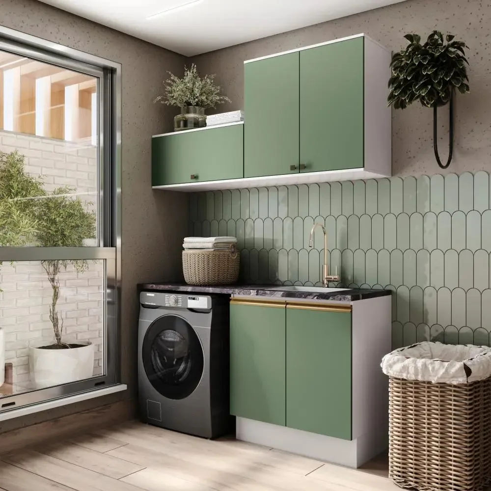 Lavanderia Modulada Kappesberg Celeste 3 Peças Verde 160cm
