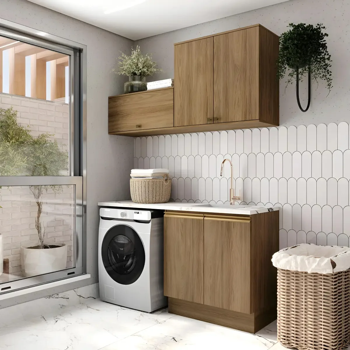 Lavanderia Modulada Kappesberg Celeste 3 Pçs Nogueira 160cm