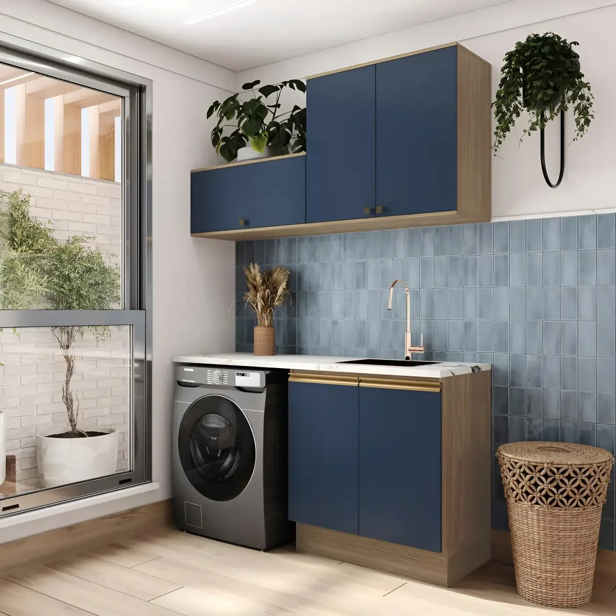 Lavanderia Modulada Kappesberg Celeste 3 Pçs Ng/azul 160cm