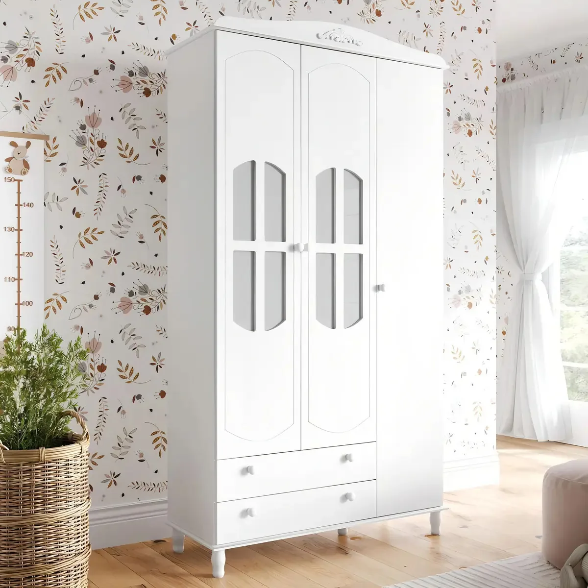 Guarda Roupa De Bebê 3 Portas Encanto Branco