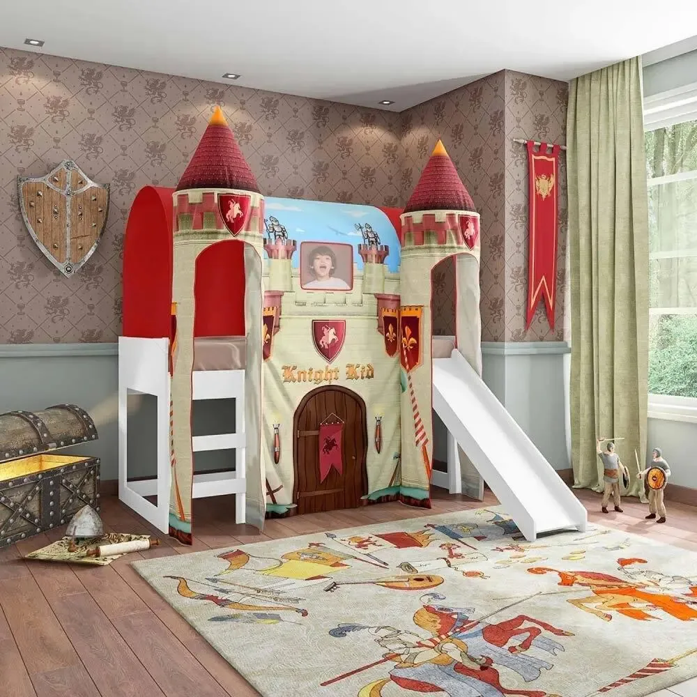 Cama Escorregador Dossel Barraca 2 Torres Branco/vermelho