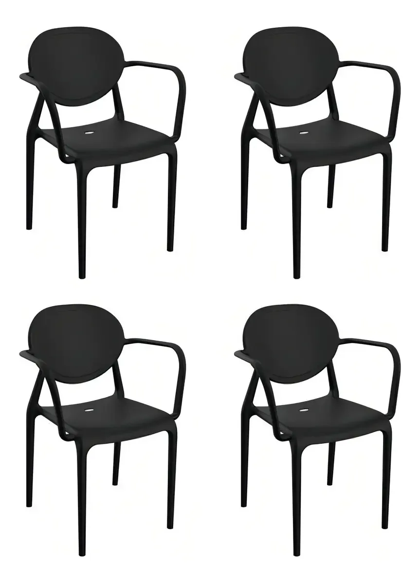 Conjunto com 4 Cadeiras Slick Grifit de Polipropileno para Jardim