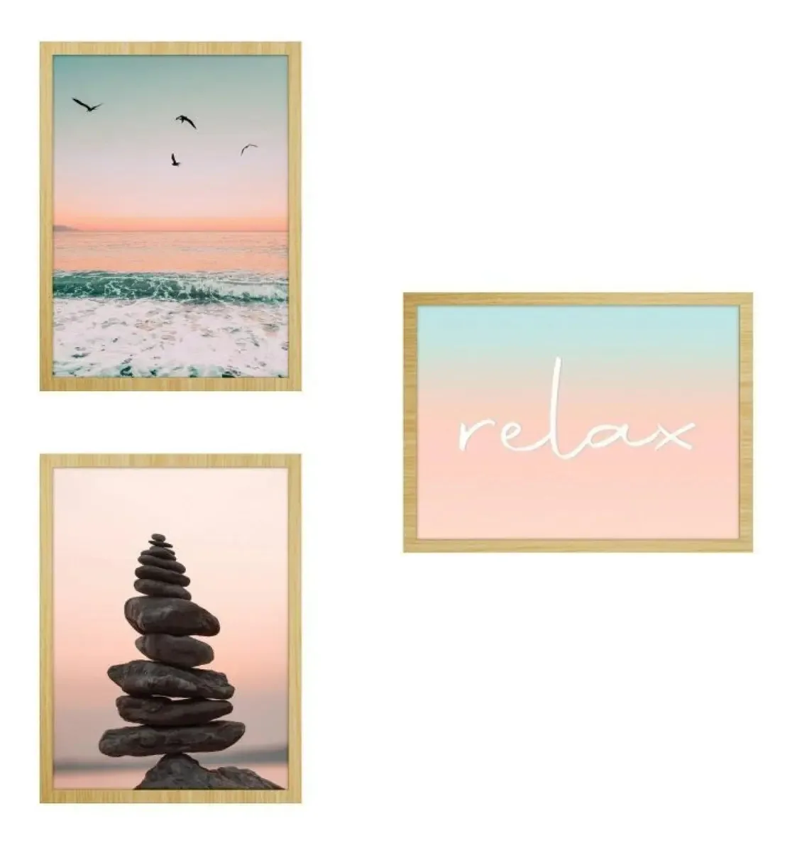 Kit 3 Quadros Zen Sem Vidro Belchior
