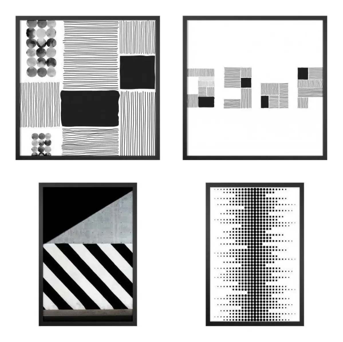 Kit 4 Quadros Abstrato Com Vidro Belchior