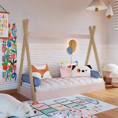 Cama Infantil Cabana Com Colchão Wt