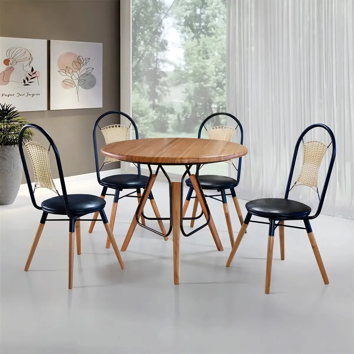 Conjunto Mesa Redonda Com 4 Cadeiras Jacarta