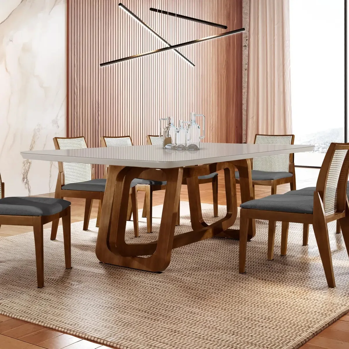 Conjunto De Jantar Mesa Com 8 Cadeiras Genova
