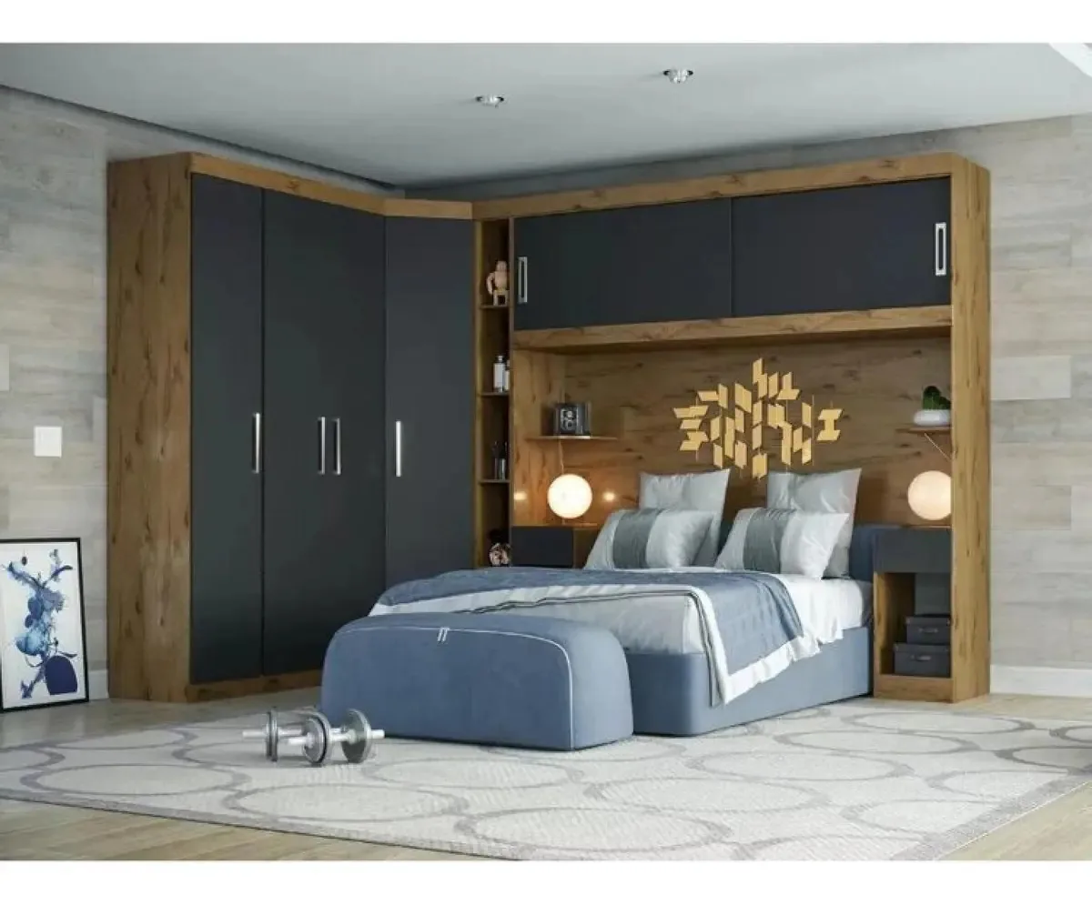 Conjunto Para Quarto Com Guarda Roupa Modular Gênova Jbwt
