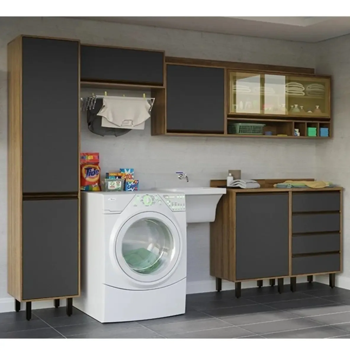 Lavanderia Modulada 6 Peças 6 Portas 4 Gavetas Jcwt