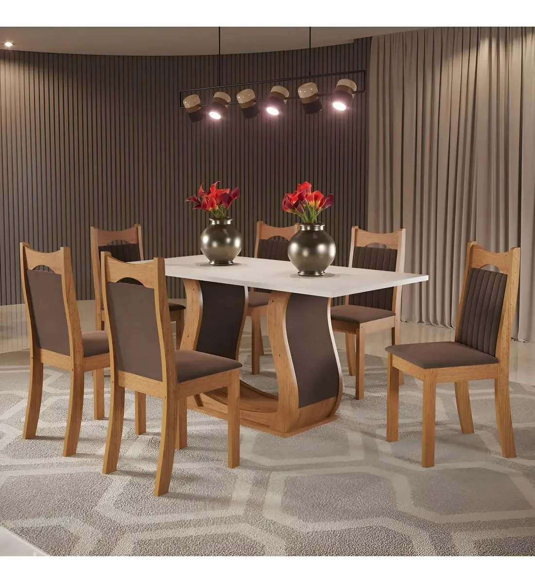 Mesa De Jantar Retangular Buenos Aires Com 6 Cadeiras If