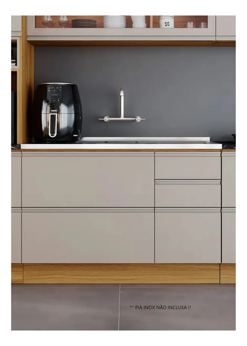 Balcão 120cm Mdf 1 Porta 4 Gavetas Sem Tampo Com Bbwt
