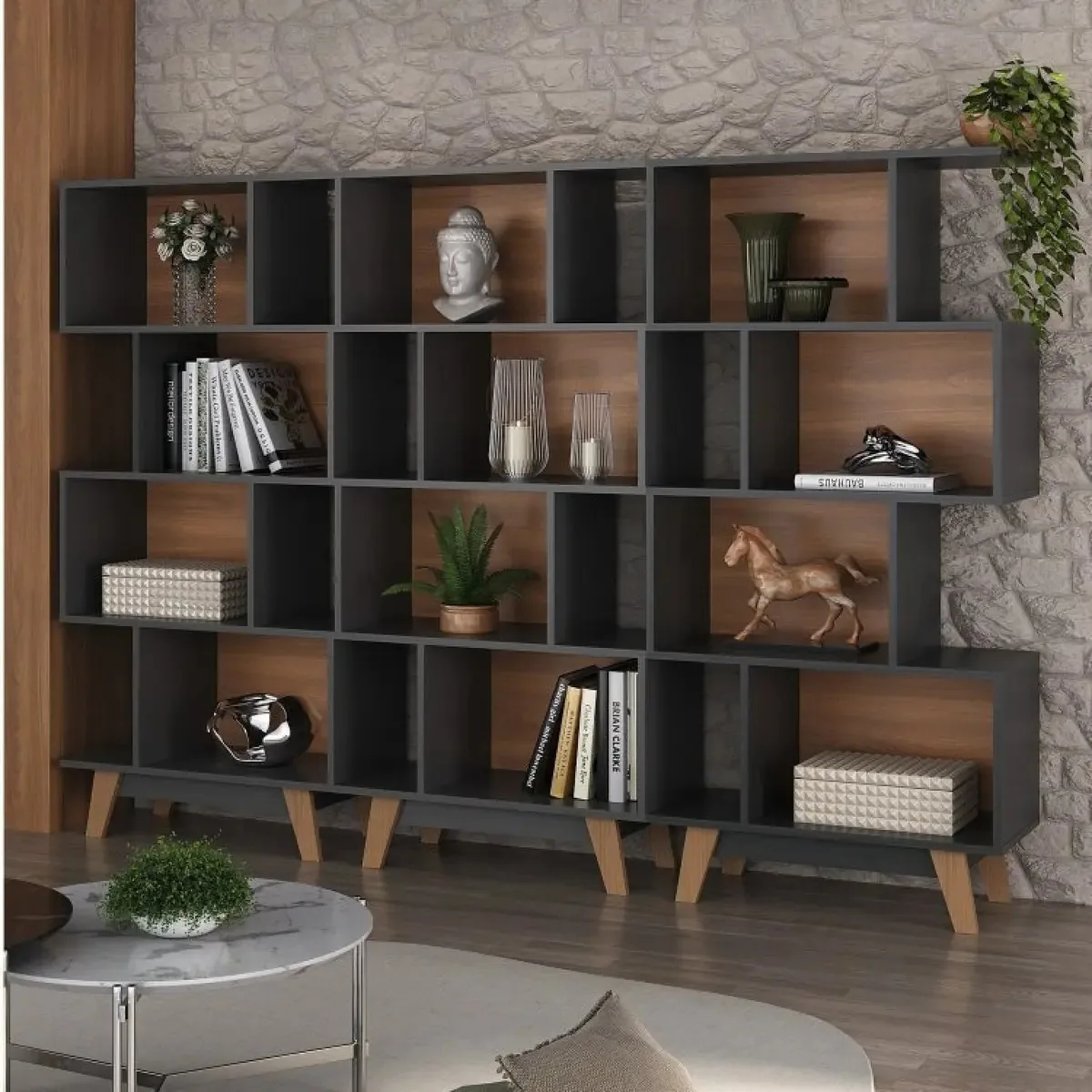 Conjunto 3 Estante Para Livros Caracas 9 Prateleiras Fa