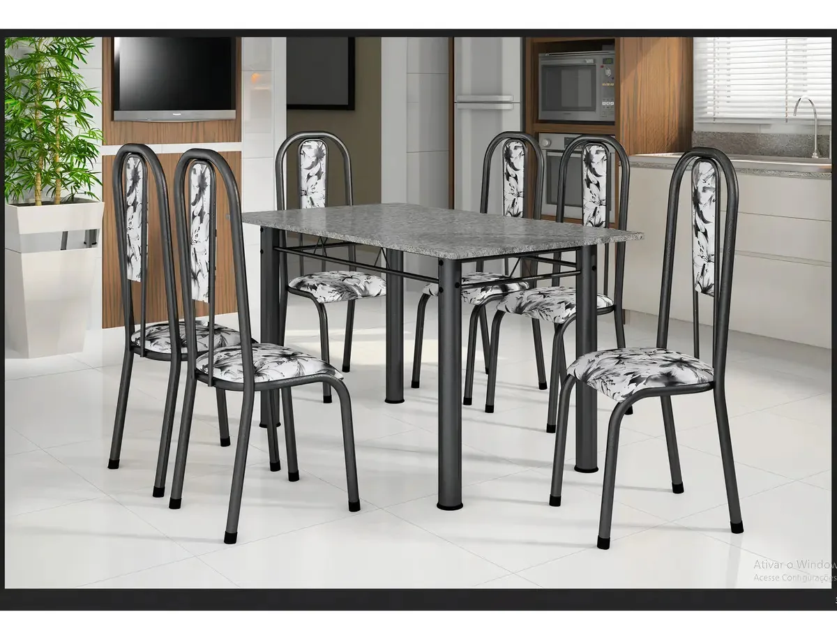 Conjunto Mesa Tubular Com 6 Cadeiras Atenas Tubos Gc