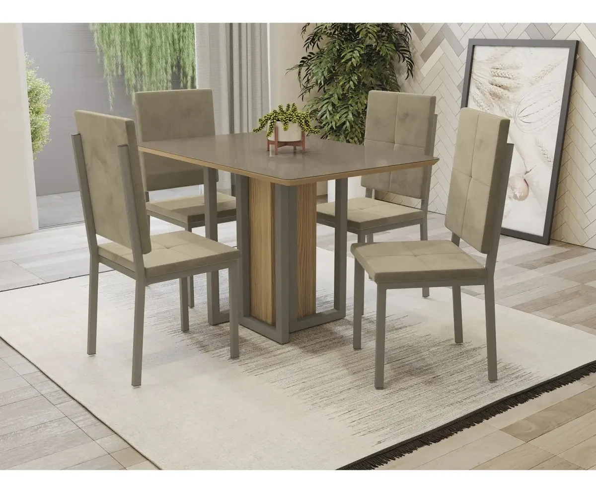 Base Constance Para Mesa De Jantar Nogueira/ Nickel Dh