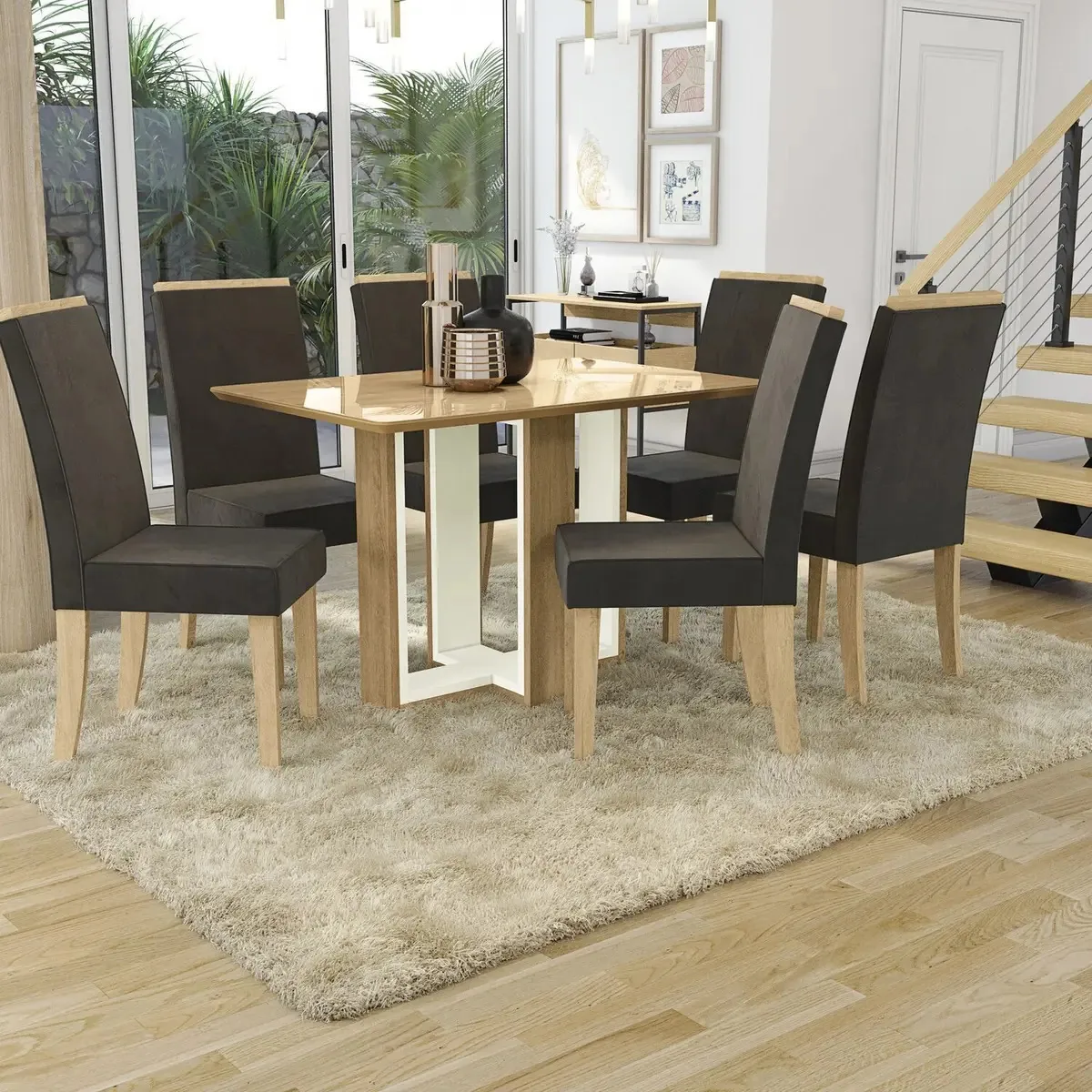 Base Para Mesa De Jantar Centella Freijó/off White Hf