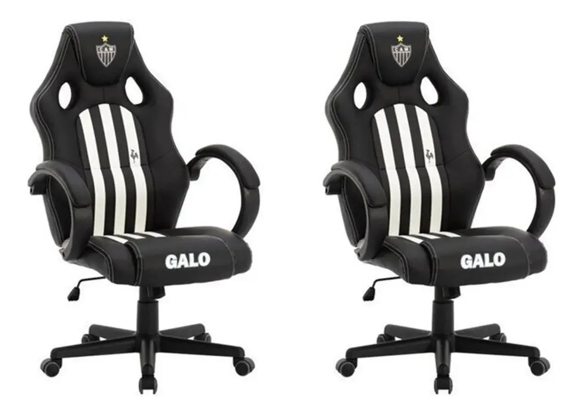 Kit 2 Cadeiras Gamer Atlético Mineiro Cam 3316 Espresso