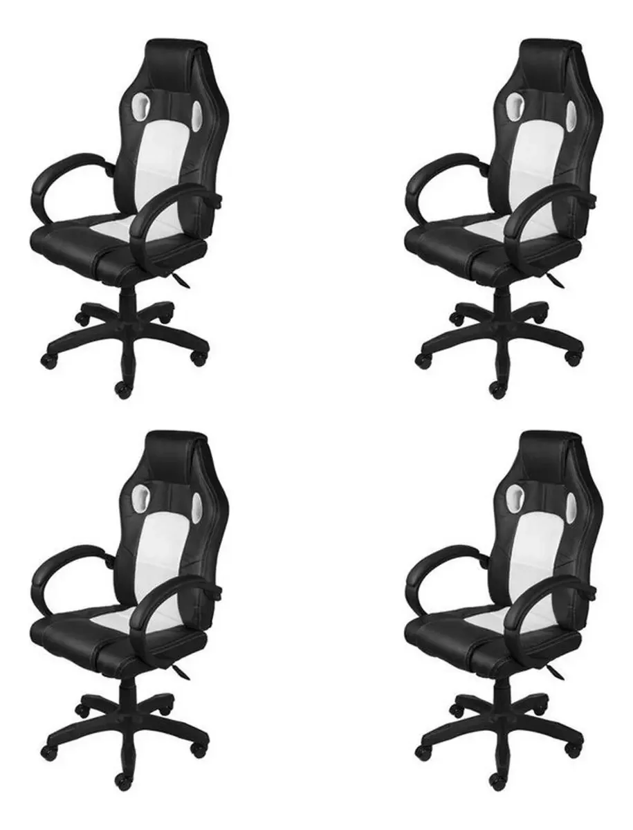 Kit 4 Cadeiras Gamer Com Relax E Braço Estofado Raptor Wt