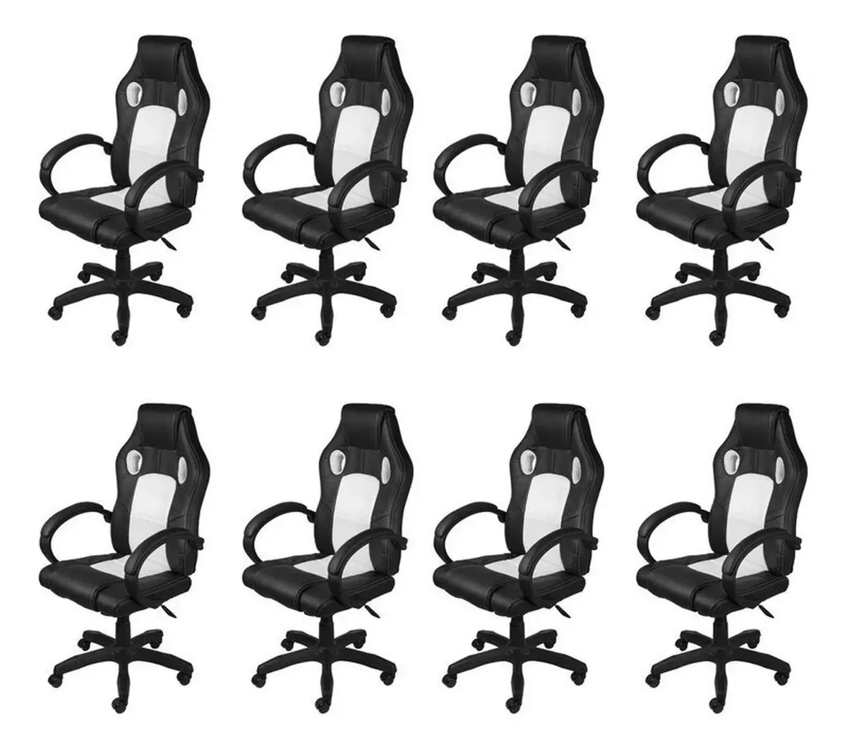 Kit 8 Cadeiras Gamer Com Relax E Braço Estofado Raptor 3316